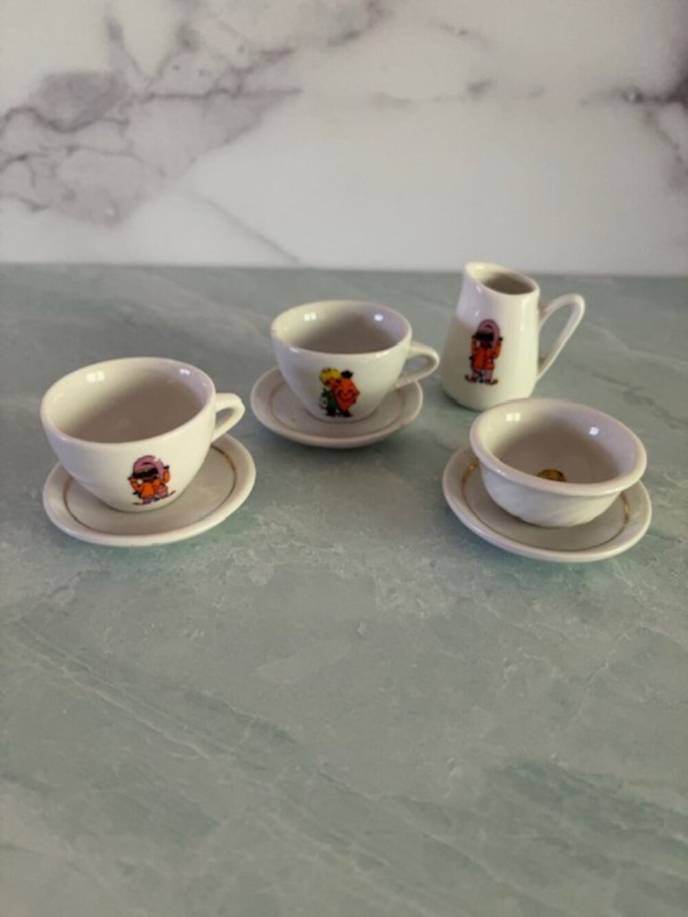 Vintage Mid-Century German Miniature Porcelain Tea Set Girls Toy Children Kid